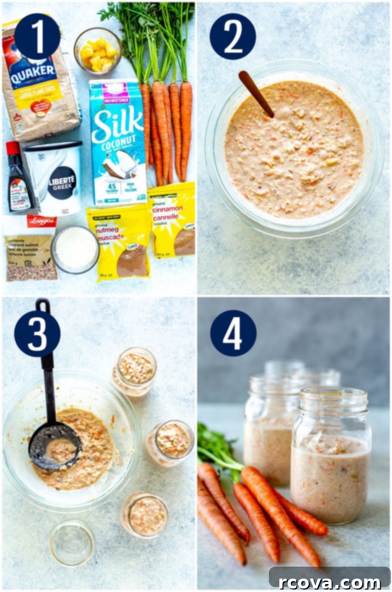 Wholesome Carrot Cake Overnight Oats for Effortless Meal Prep 5 Overnight Carrot Cake Oats in Mason Jars