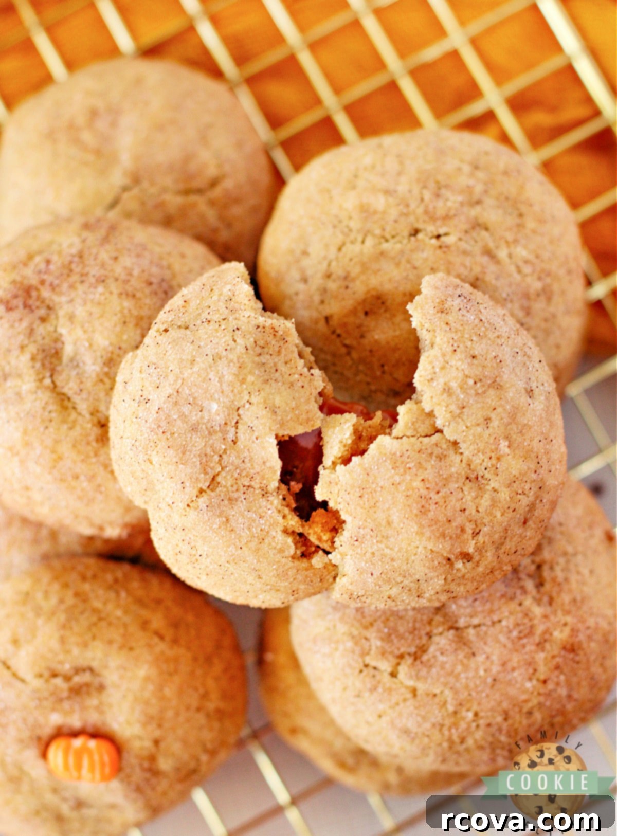 Molten Caramel Pumpkin Spice Snickerdoodles 4 Snickerdoodles stuffed with caramel.