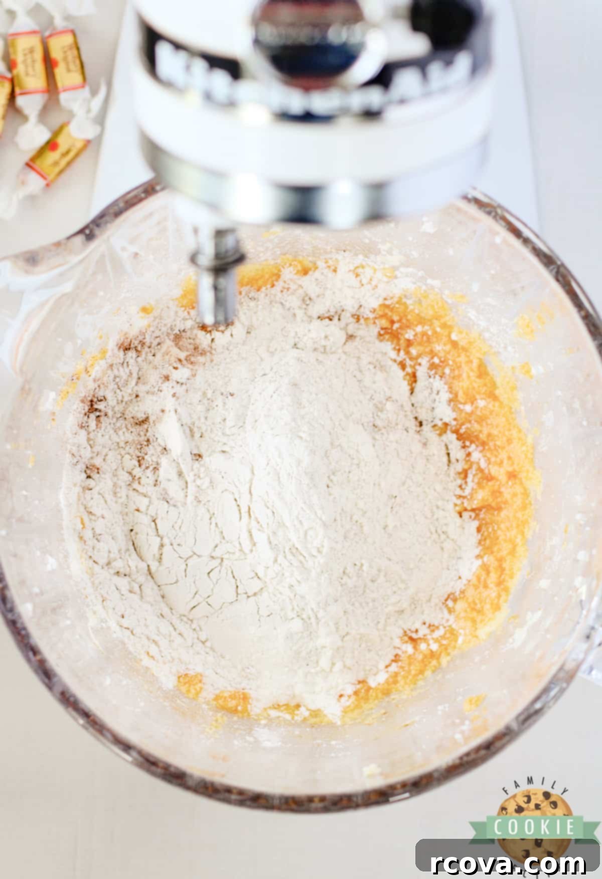Molten Caramel Pumpkin Spice Snickerdoodles 8 Mix wet and dry ingredients together.
