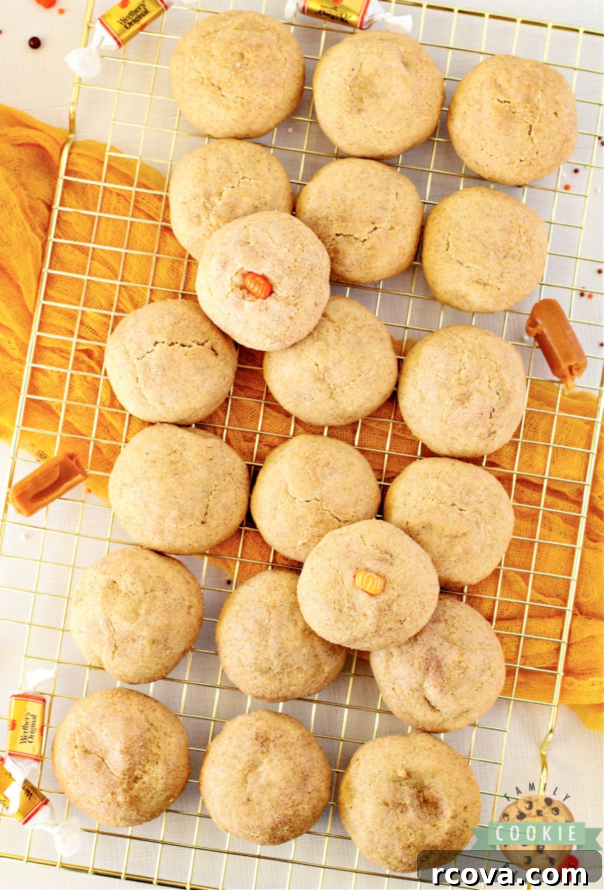 Molten Caramel Pumpkin Spice Snickerdoodles 10 Caramel Stuffed Pumpkin Snickerdoodles are perfectly spiced cinnamon cookies with gooey caramel in the center. This is the perfect fall cookie recipe!