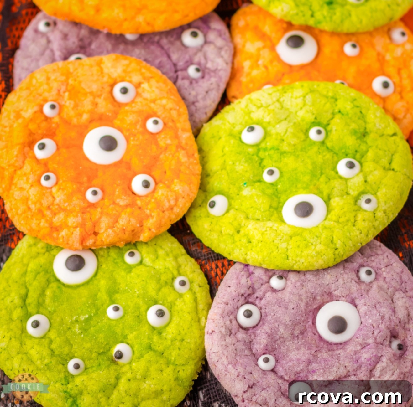 Monstrous Jello Gems 3 colorful Jello cookies made into monsters with candy eyeballs