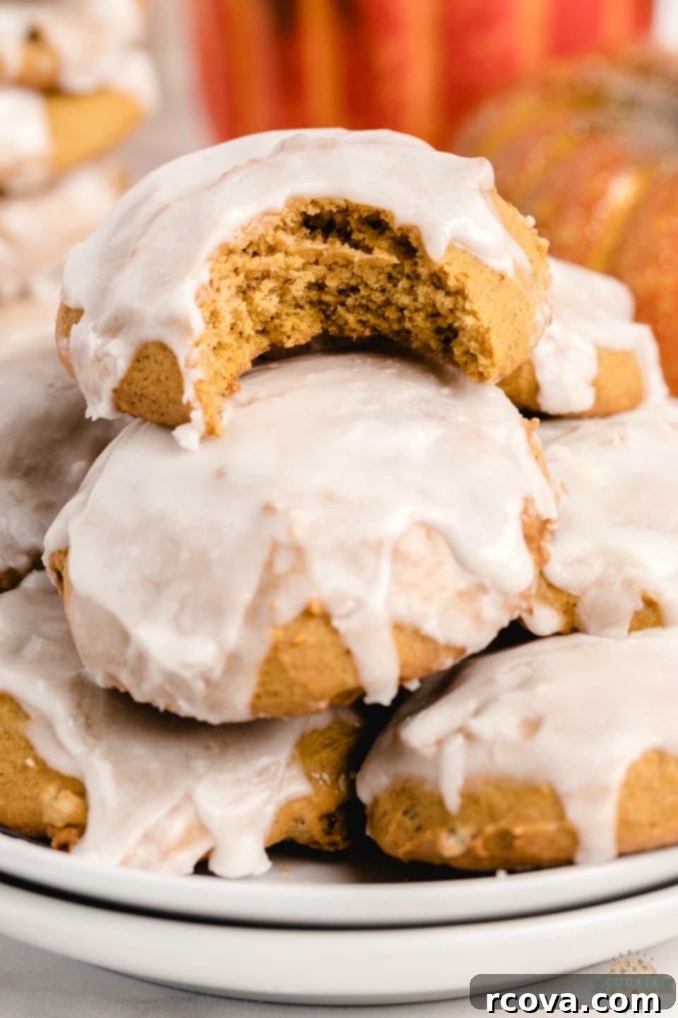 Frosted Pumpkin Spice Cookies 2 Glazed Pumpkin Cookies
