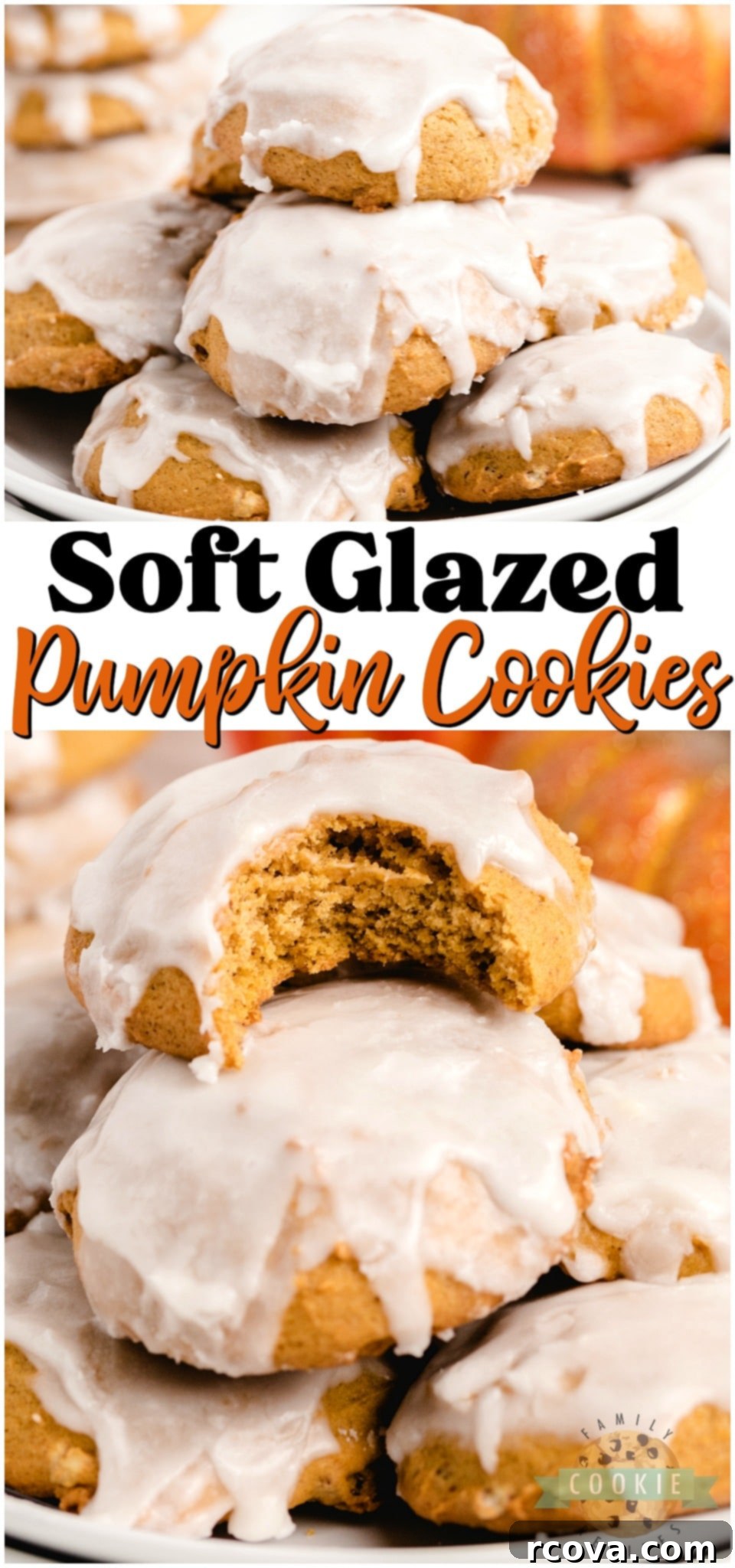 Frosted Pumpkin Spice Cookies 9 Iced Pumpkin Cookies are spiced with cinnamon, nutmeg & vanilla for a soft & sweet pumpkin dessert. These easy pillowy pumpkin cookies iced with smooth vanilla icing are perfect for pumpkin lovers!