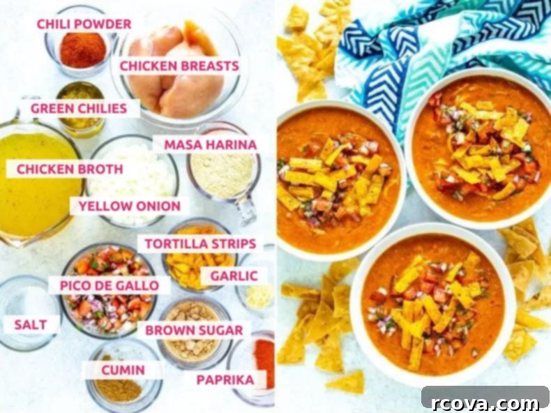 Chili's Creamy Chicken Enchilada Soup 4 Assortment of fresh ingredients for making Chili's chicken enchilada soup