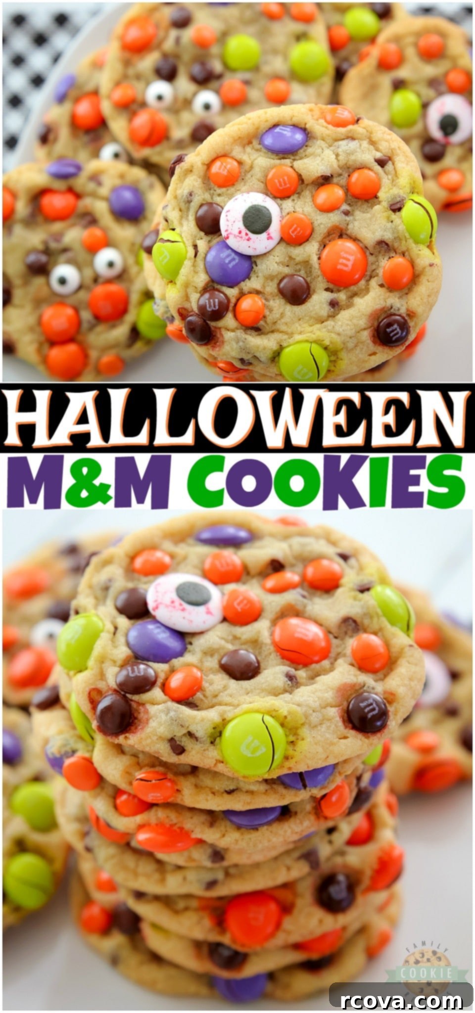 Monster Mash M&M Cookies 9 Perfect M&M HALLOWEEN Cookies made with butter, sugars, pudding mix & festive M&M’s candies! Fun & festive Halloween Cookie recipe with candy that everyone loves!