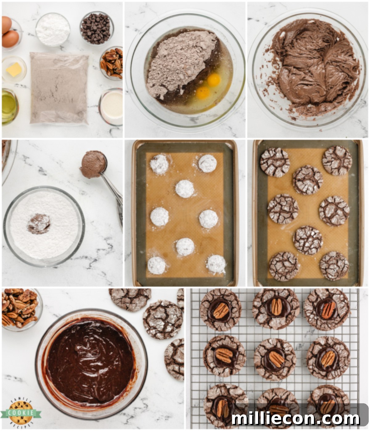 Fudgy Chocolate Pecan Crinkle Cookies 3 how to make chocolate pecan crinkle cookies