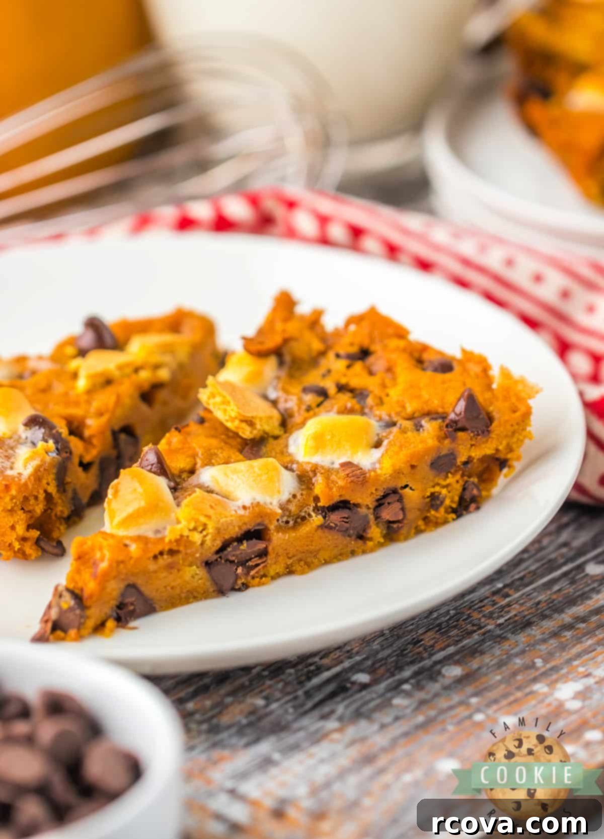 Spiced Pumpkin Smores Cookie Cake 5 Slice of pumpkin cookie cake.