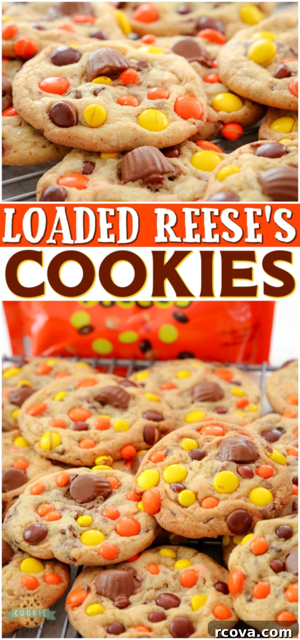 Decadent Reeses Cookies 13 Loaded Reese's Pieces Cookies PERFECT for Reese's Peanut Butter Cup lovers! Soft & buttery cookies packed with Reese's Pieces & topped with mini PB cups for an over-the-top Reese's dessert!