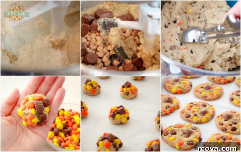 Decadent Reeses Cookies 4 how to make Loaded Reeses Cookies recipe