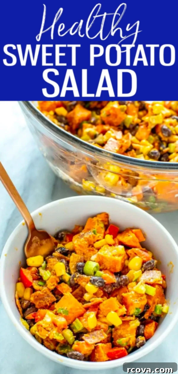 Wholesome Sweet Potato Salad 10 This Healthy Sweet Potato Salad is the perfect summer dish to make ahead and bring to a potluck or picnic – it even has bacon in it! #sweetpotatosalad #healthysalad
