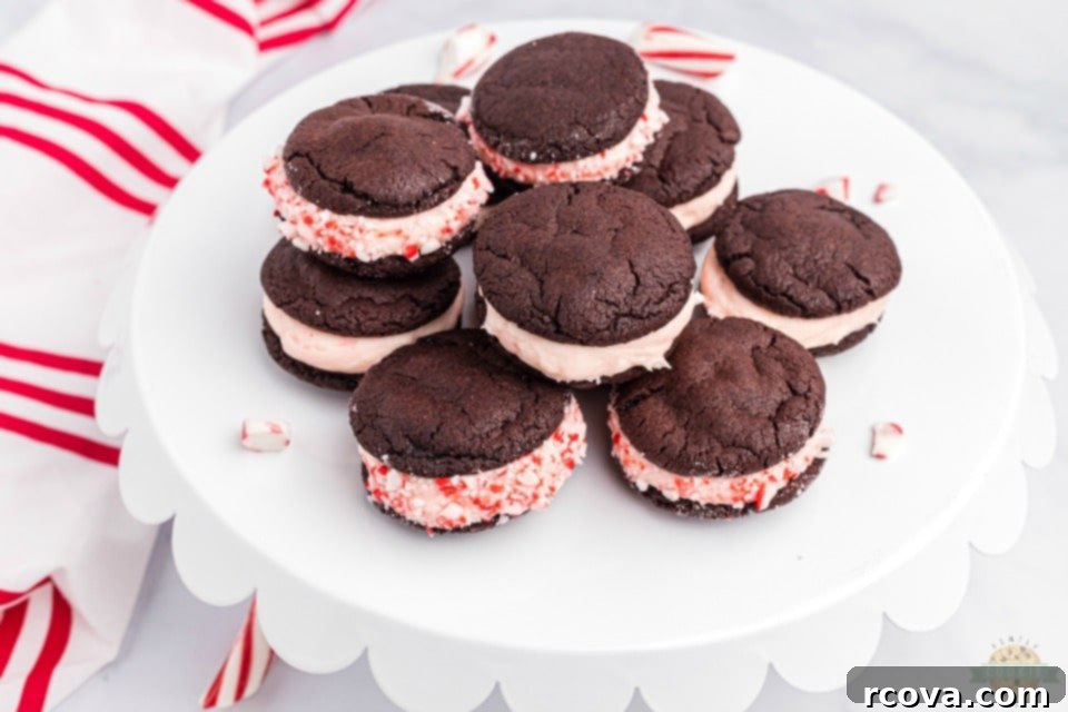 Cool Mint Chocolate Stacks 3 Holiday Peppermint Chocolate Sandwich Cookies