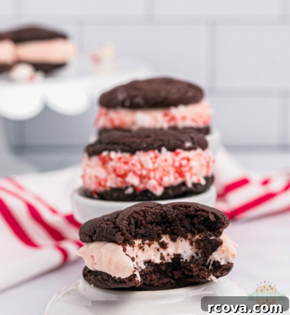 Cool Mint Chocolate Stacks 4 Holiday Peppermint Chocolate Sandwich Cookies