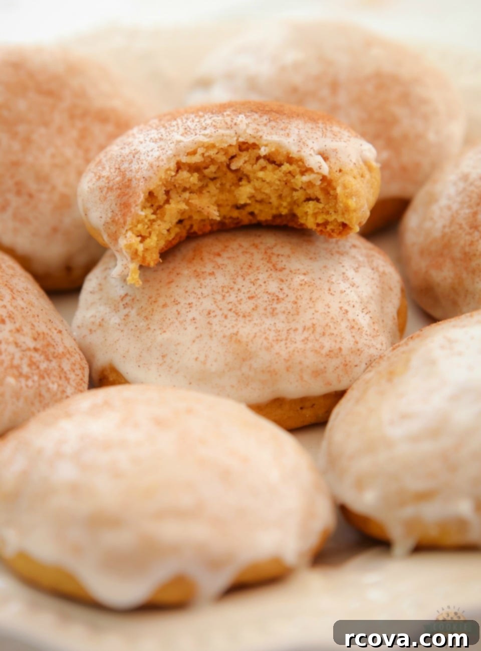 Glazed Cinnamon Pumpkin Delights 6 iced Cinnamon Pumpkin Cookies recipe