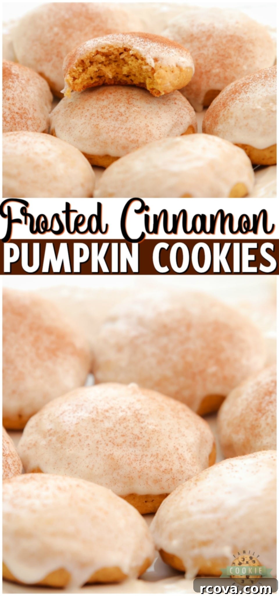 Glazed Cinnamon Pumpkin Delights 9 Iced Cinnamon Pumpkin Cookies are soft & pillowy pumpkin cookies topped with a simple vanilla icing and cinnamon. Lovely texture & flavor in these homemade pumpkin sugar cookies.