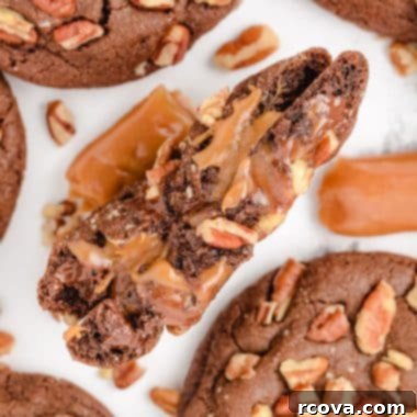 Gooey Caramel Pecan Chocolate Cookies 7 chocolate turtle cookies with caramel and pecans