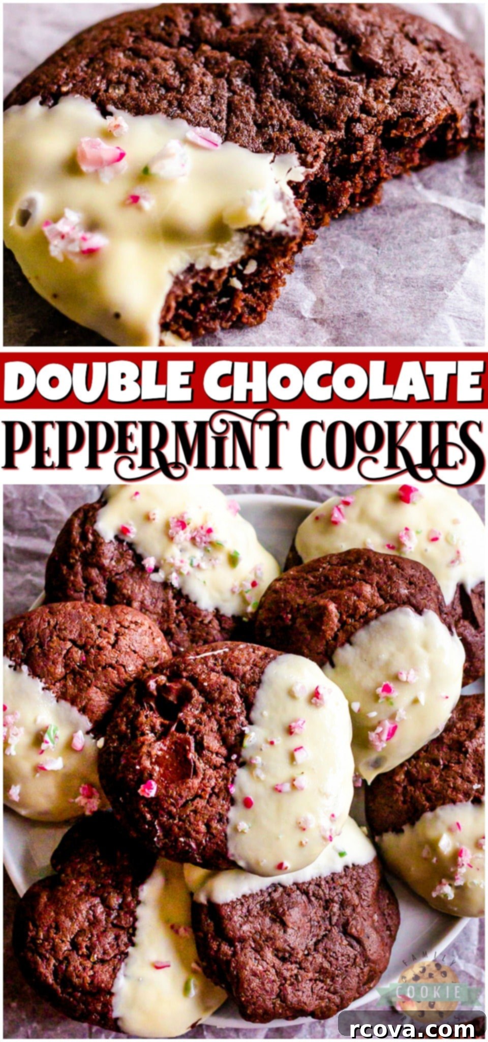 Chocolate Mint Delights 11 Chocolate Peppermint Cookies are a delicious double chocolate minty cookie that's dipped in white chocolate! Festive holiday cookie perfect for goodie trays!