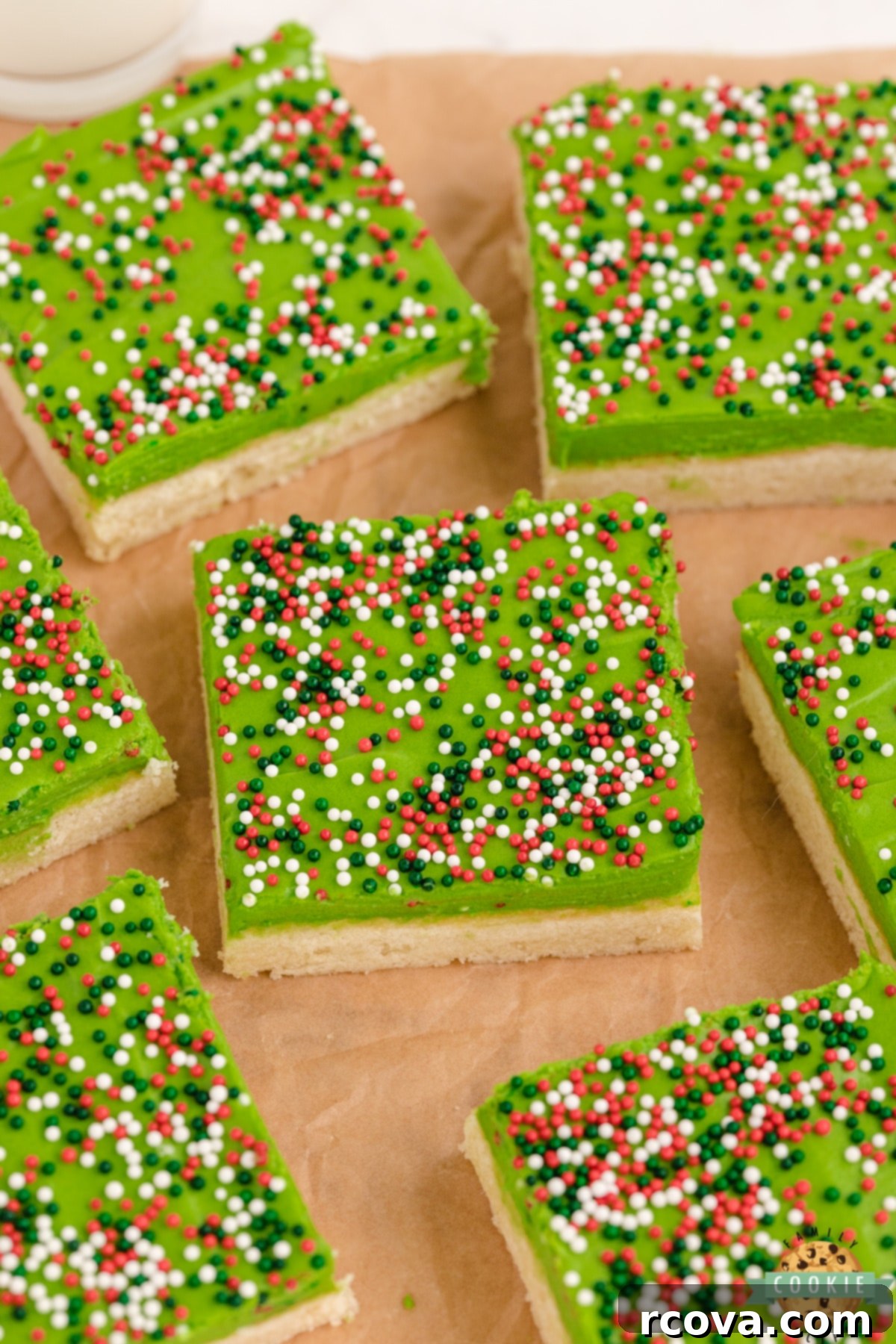 Holiday Sugar Cookie Bars 3 Thick and soft sugar cookie bars topped with festive frosting