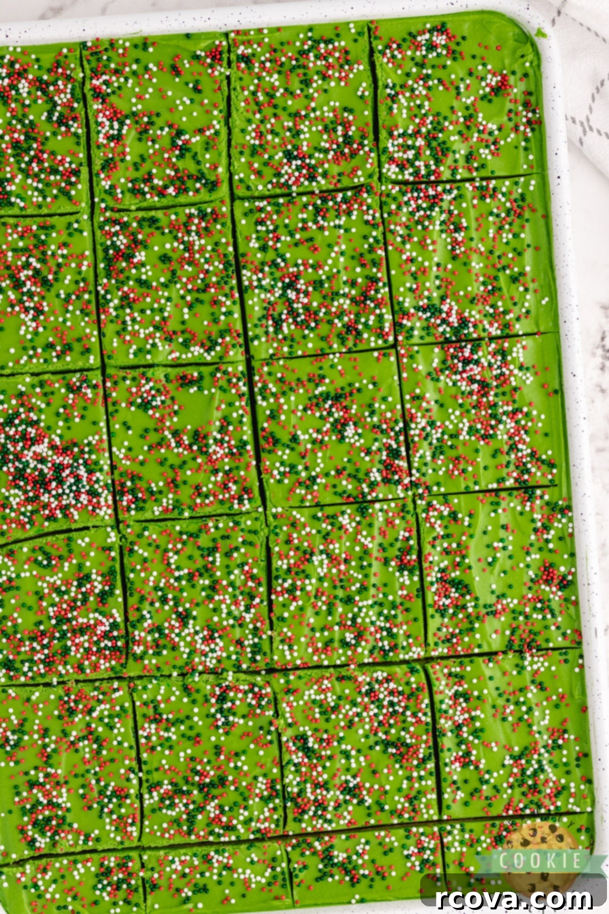 Holiday Sugar Cookie Bars 7 Pan of Christmas sugar cookie bars sliced into squares