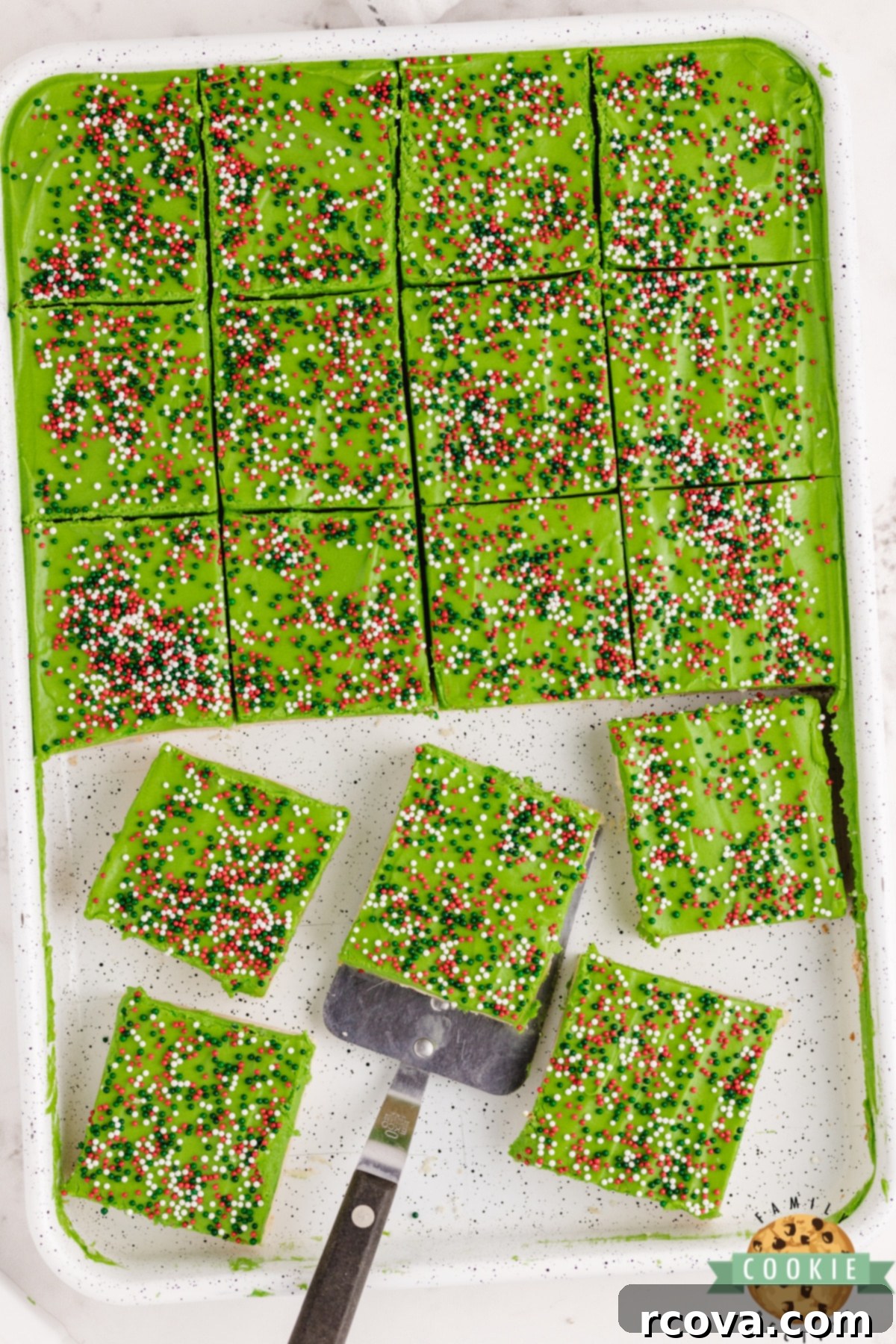 Holiday Sugar Cookie Bars 10 Sliced Christmas sugar cookie bars ready to serve