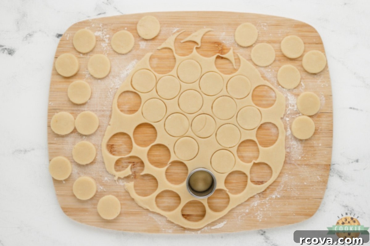 Sweet Little Christmas Cookie Sandwiches 7 Cookie dough cut into small circles.