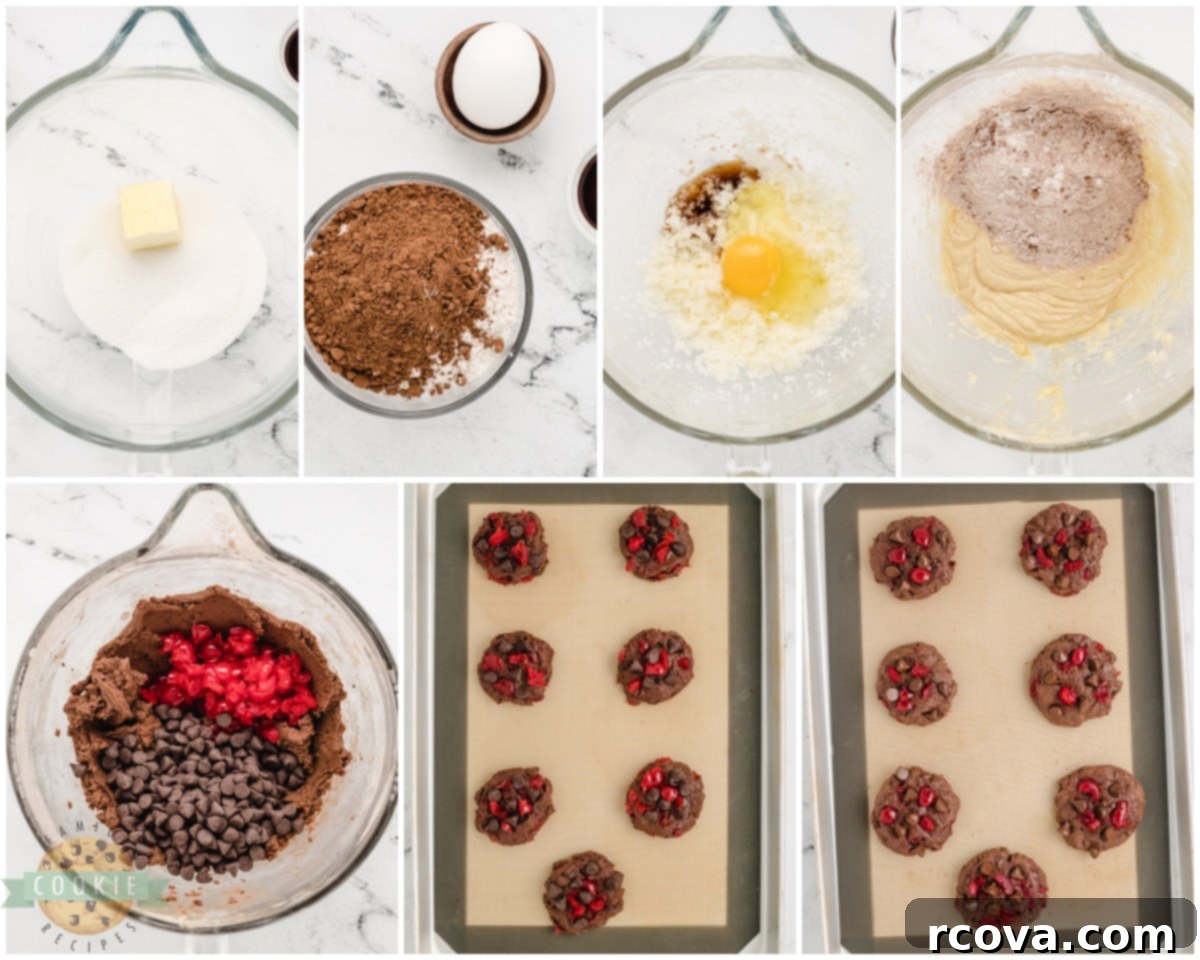 Decadent Chocolate Cherry Cookies 4 how to make cherry chocolate cookies step-by-step process