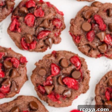 Decadent Chocolate Cherry Cookies 6 Double Chocolate Cherry Cookies, a sweet and rich dessert for any occasion