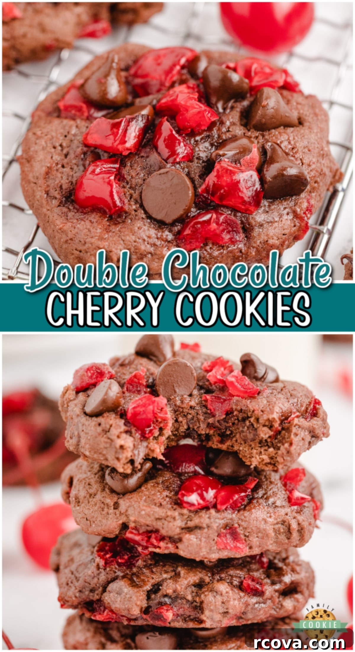 Decadent Chocolate Cherry Cookies 9 Delicious Chocolate Cherry Cookies, featuring rich chocolate and juicy cherry bits, perfect for a Black Forest Cake inspired treat. Ideal for pinning!