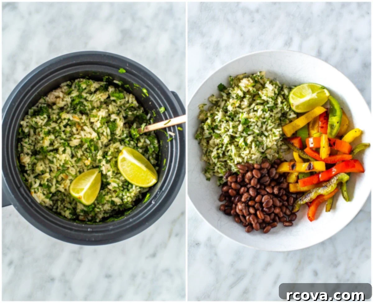Elevate Your Dinner: 5 Simple Rice Dishes 13 A vibrant bowl of cilantro lime rice, garnished with fresh cilantro and a lime wedge, ready to be served with Tex-Mex dishes.
