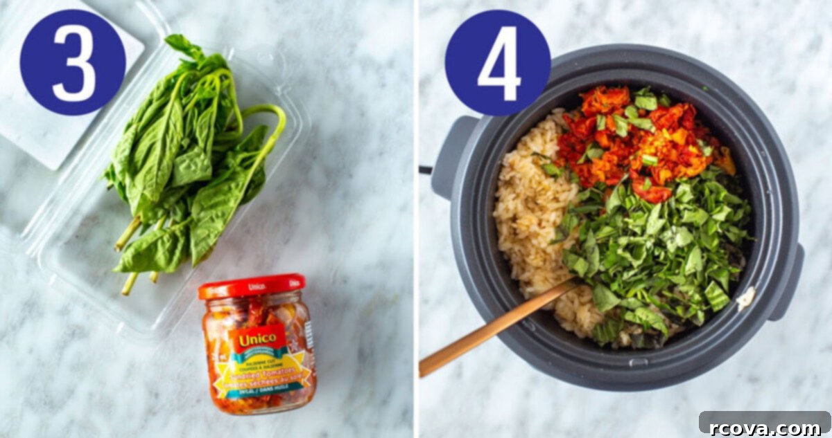 Elevate Your Dinner: 5 Simple Rice Dishes 6 Two images: one showing chopped fresh cilantro and lime wedges; the second showing these toppings being stirred into cooked rice in a pot.