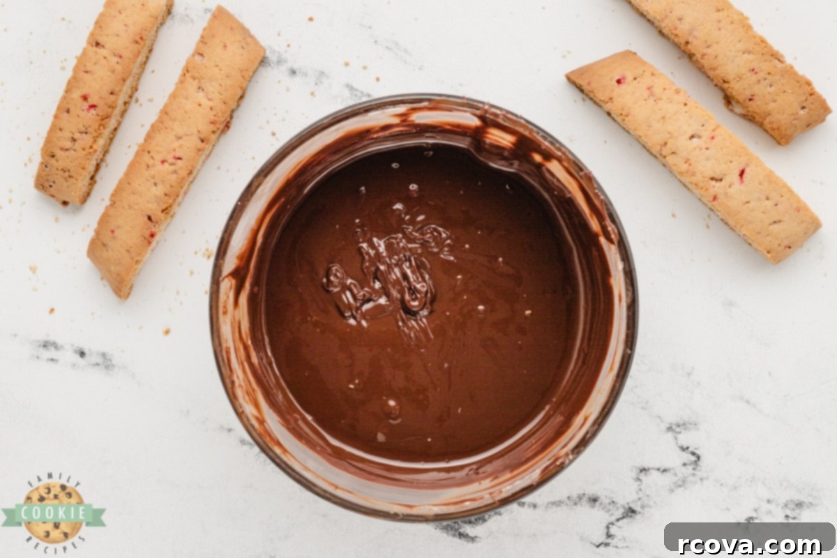 Arctic Mint Biscotti 13 Melted chocolate.