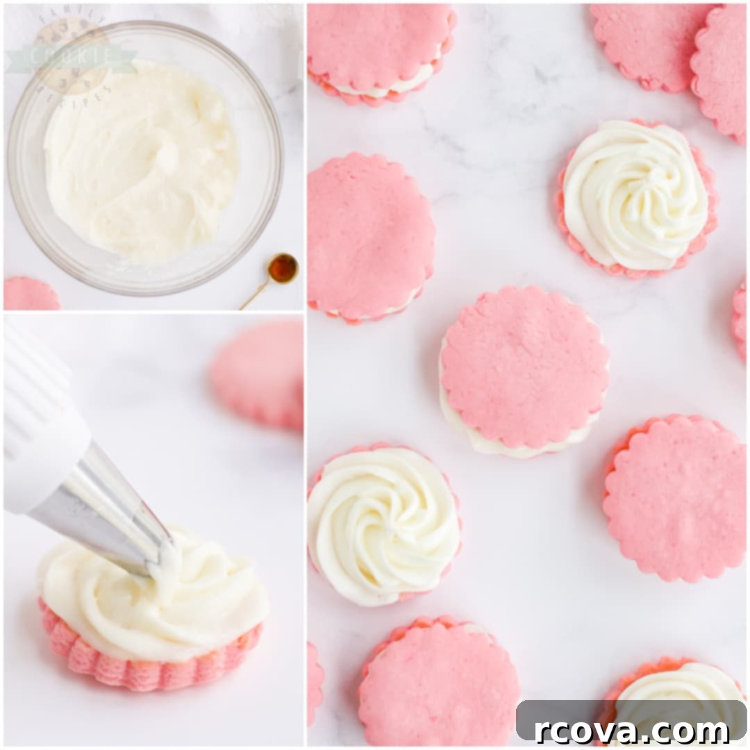 Rose Sandwich Cookies 5 how to make Pink Sandwich Cookie recipe