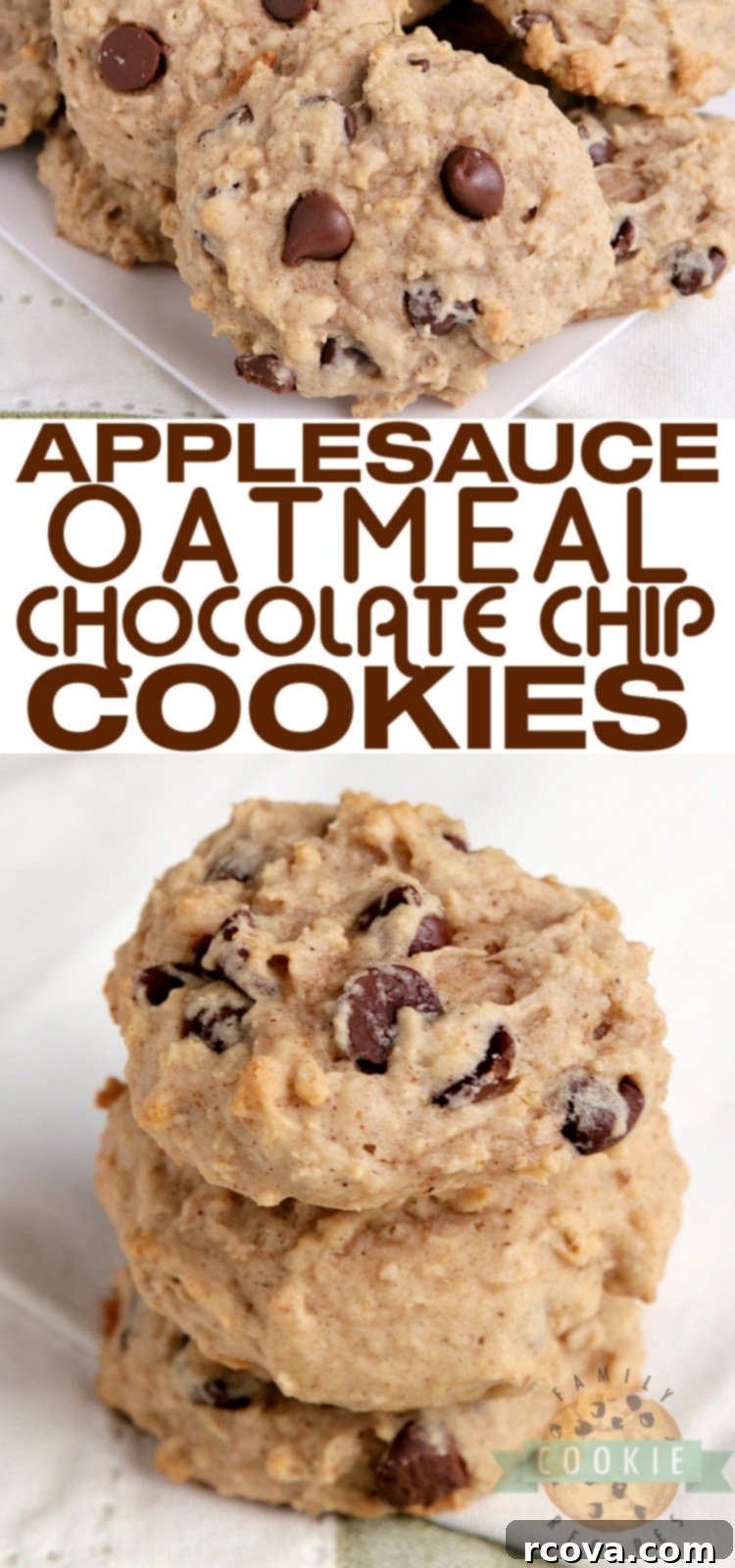 Wholesome Applesauce Oat Chocolate Chip Cookies 8 A large batch of moist, soft Applesauce Oatmeal Chocolate Chip Cookies, fresh from the oven