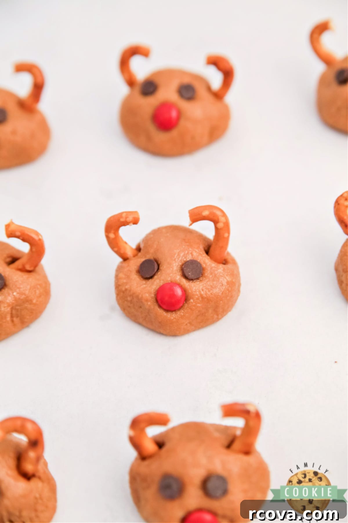 Rudolph's Cookie Butter Truffles 3 No bake treats decorated like reindeer.
