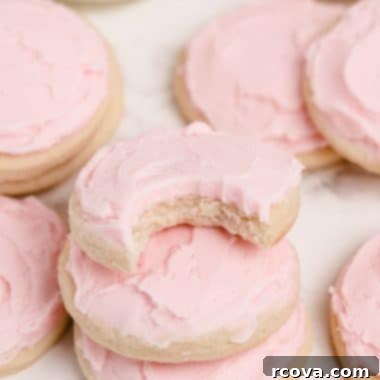 Decadent Cream Cheese Sugar Cookies 6 soft cream cheese sugar cookies with pink frosting
