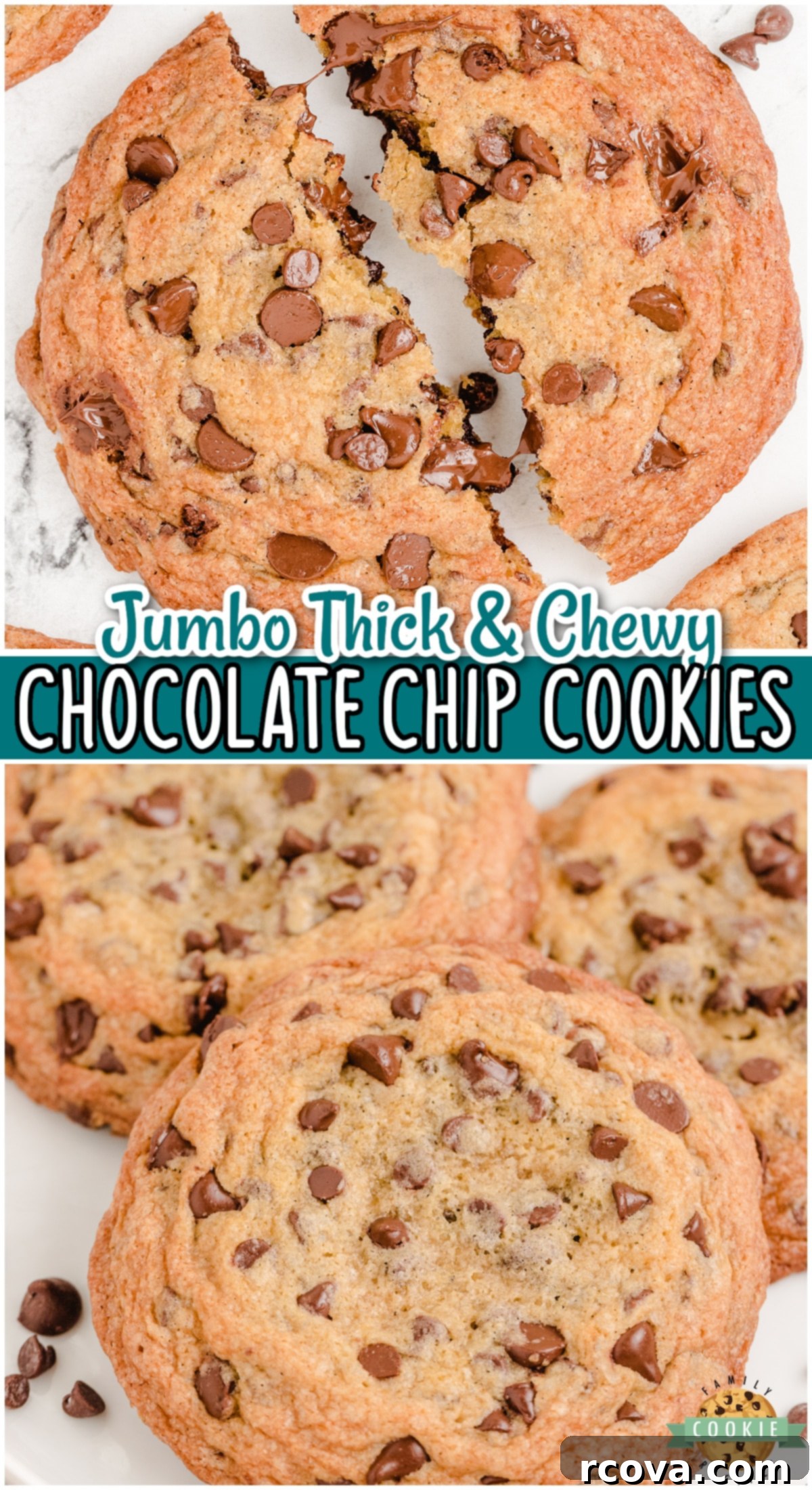 Giant Chocolate Chip Cookies 11 Jumbo Chocolate Chip Cookies made with classic ingredients & twice the size of traditional cookies! Soft, chewy & thick chocolate chip recipe perfect for cookie lovers!