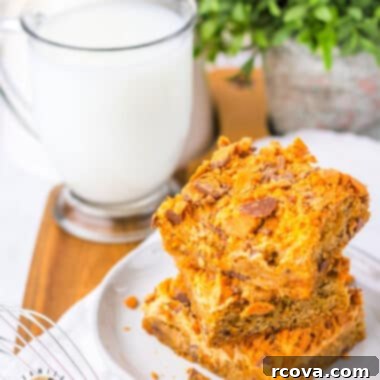 Butterfinger Crunch Cookie Bars 7 Butterfinger Cookie Bars topped with peanut butter frosting