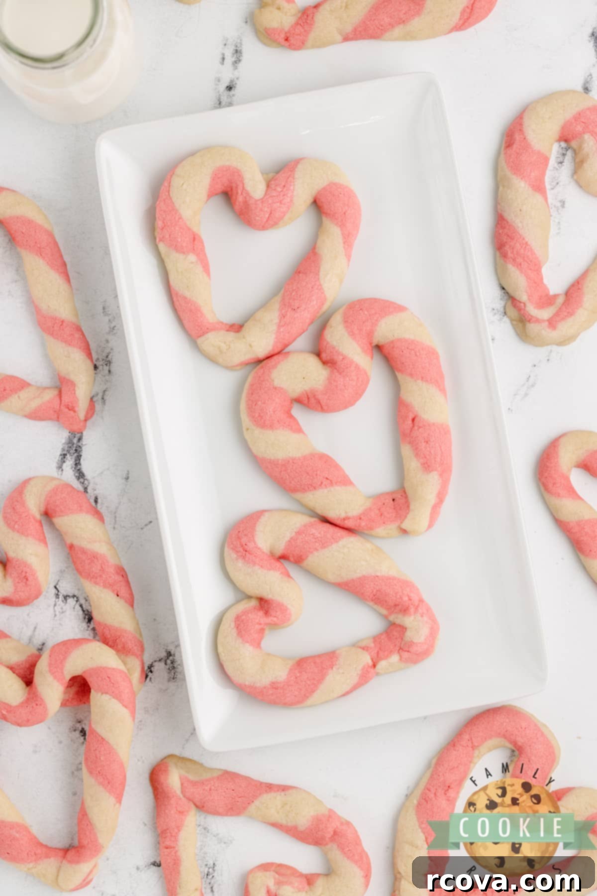 Braided Love Cookies 5 Pink and white striped heart cookies.
