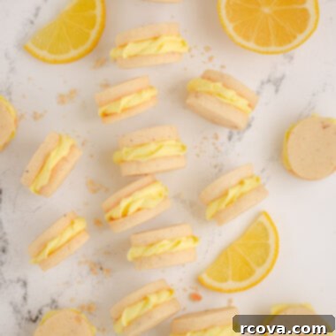 Lemon Creme Clouds 4 lemon sandwich cookies with lemon frosting piped in the middle