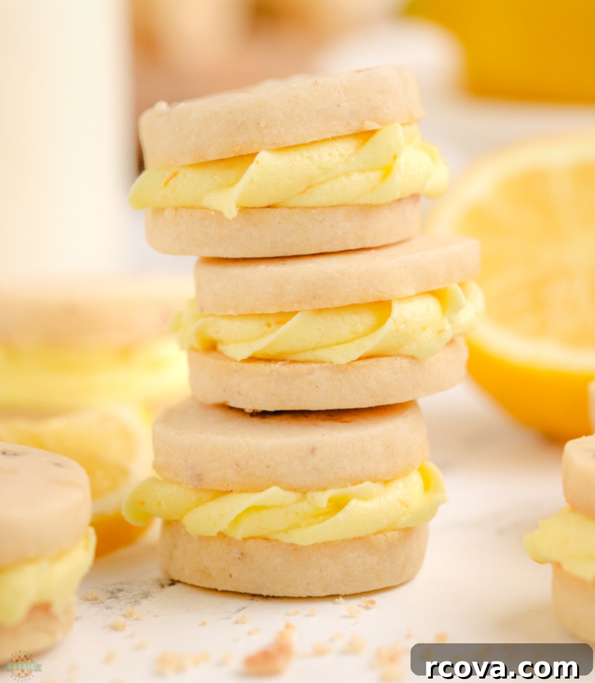 Lemon Creme Clouds 5 stack of lemon sandwich cookies