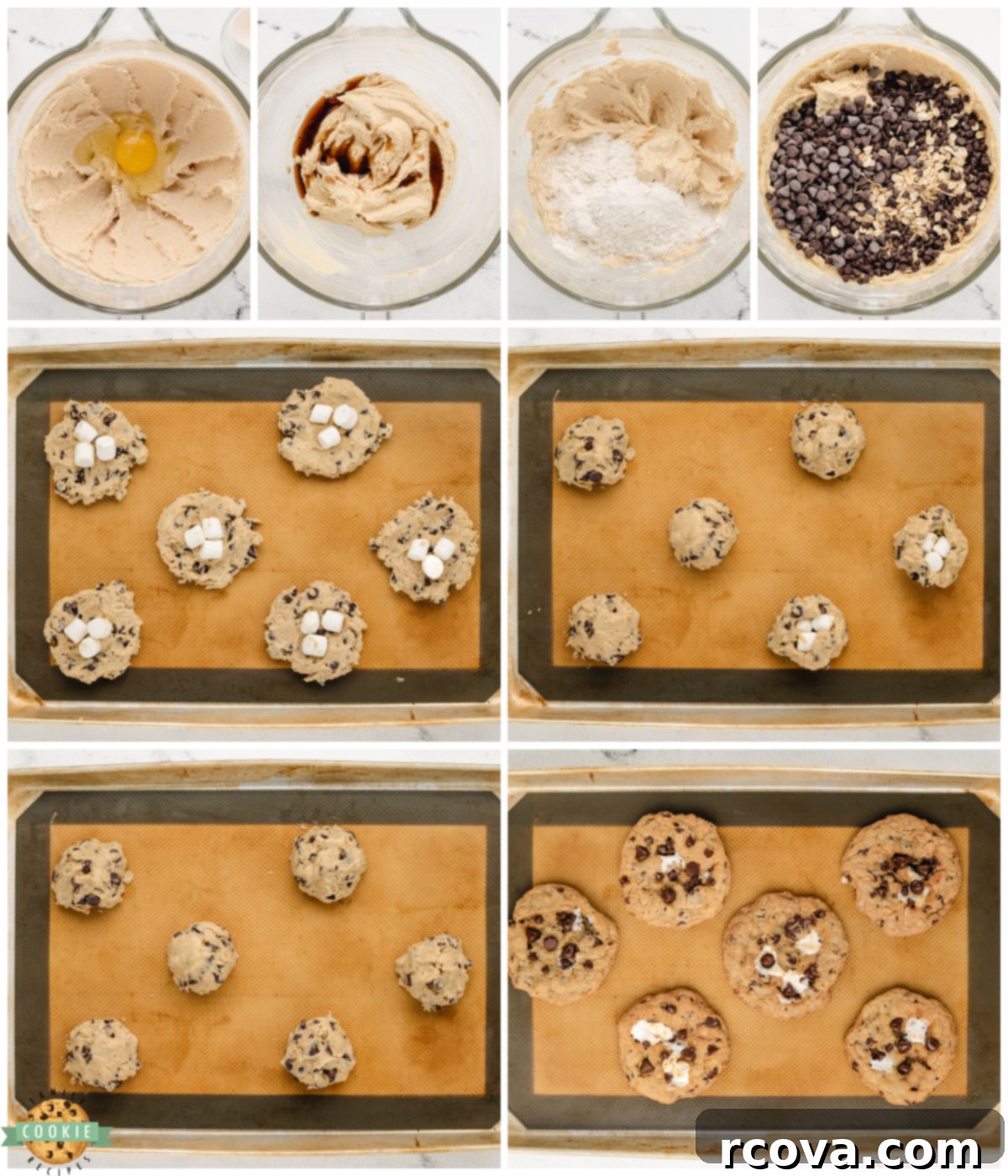 S'mores-Inspired Oatmeal Chocolate Chip Cookies 3 steps for making oatmeal marshmallow chocolate chip cookies