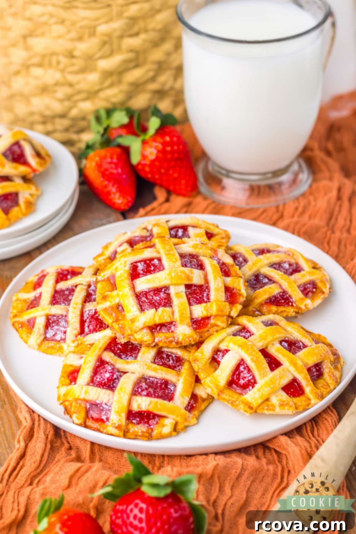 Strawberry Pie-Inspired Cookies 11 Easy cookies made with strawberry pie filling and pie crusts.