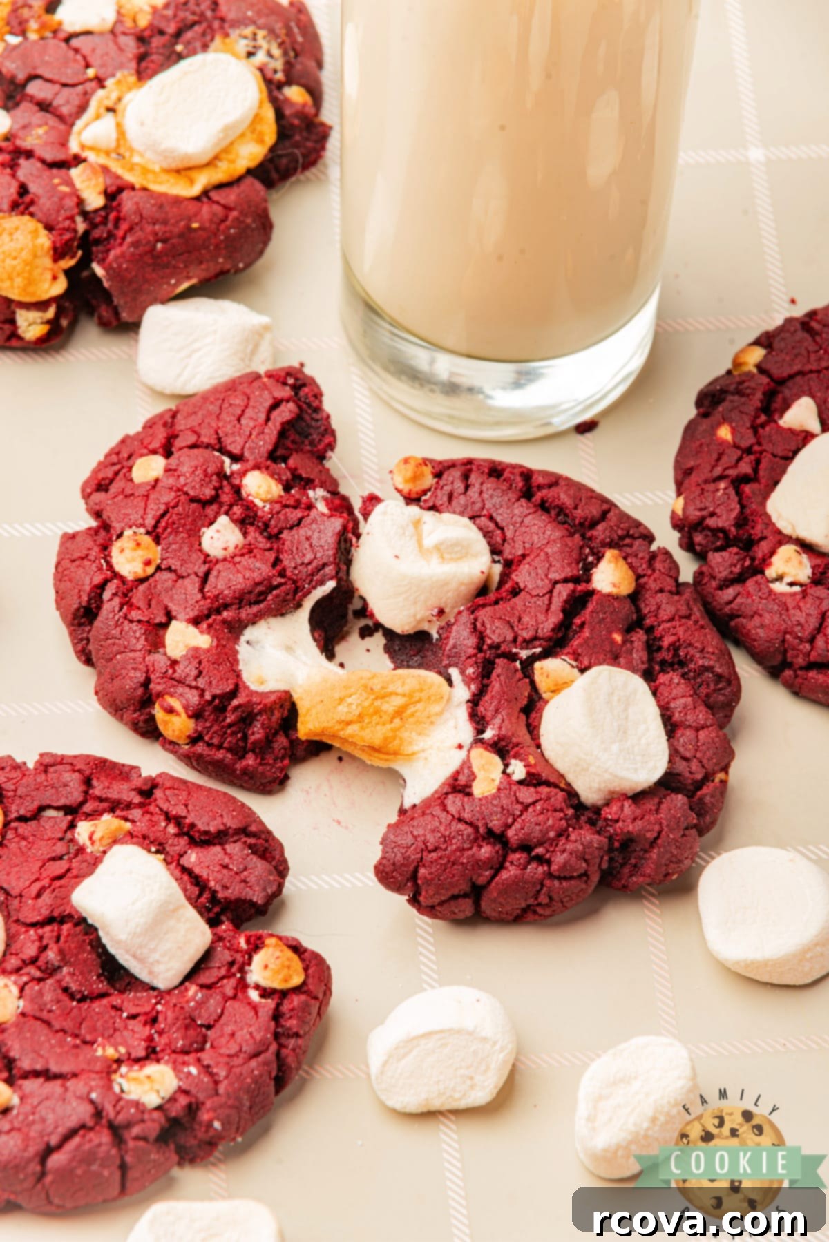 Crimson Cloud Cookies 11 Platter of delicious Red Velvet Marshmallow Cookies, perfect for sharing.