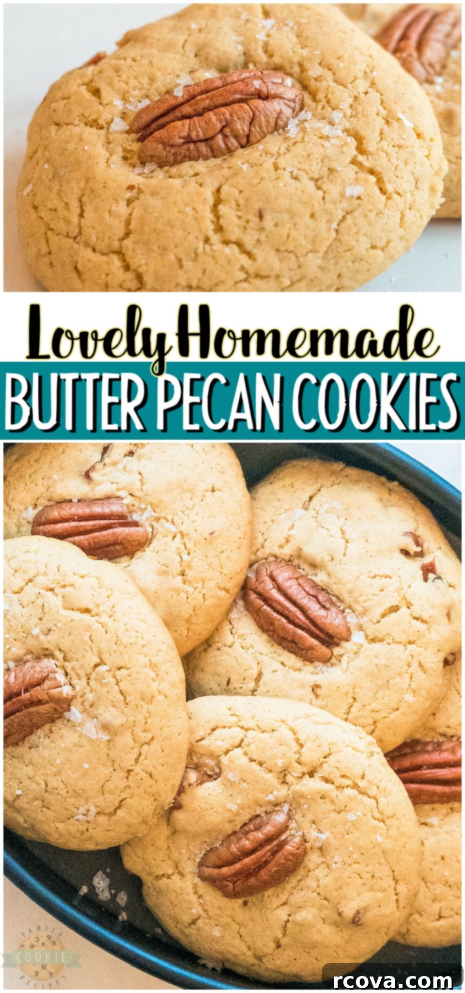 Buttery Pecan Perfection 10 Butter Pecan Cookies are soft & buttery with fantastic vanilla & cinnamon flavors. Easy cookie recipe for anyone who loves butter pecan ice cream!