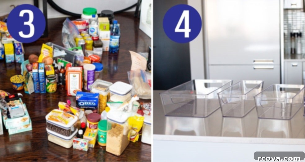 Compact Pantry Solutions: Maximize Every Inch 5 Steps 3 and 4 for categorizing and planning containers for a small pantry