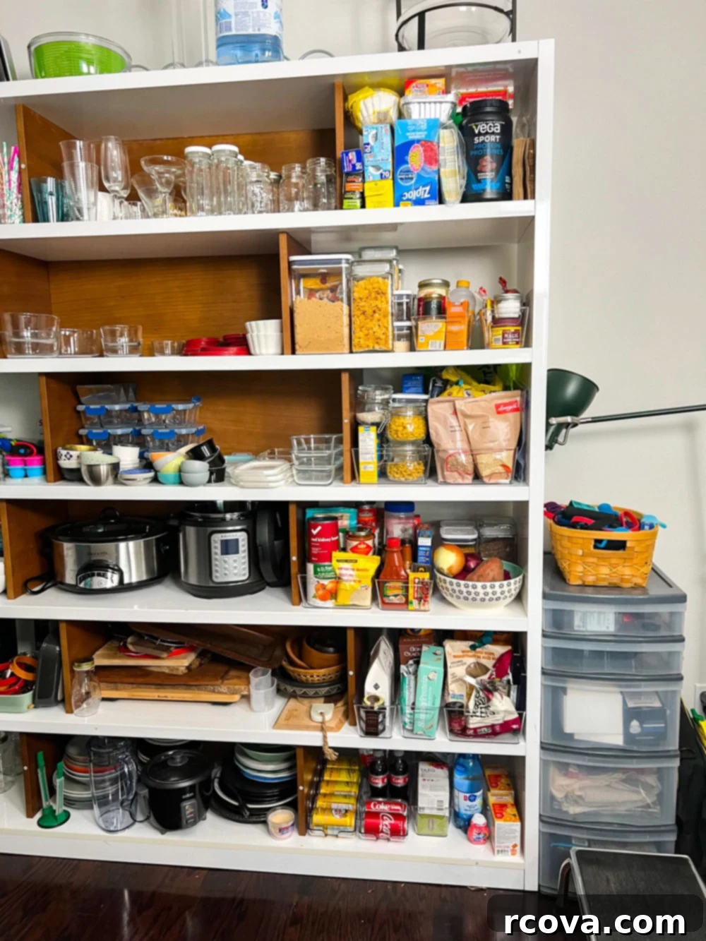 Compact Pantry Solutions: Maximize Every Inch 9 A realistic and organized pantry corner with natural light, showing various food items