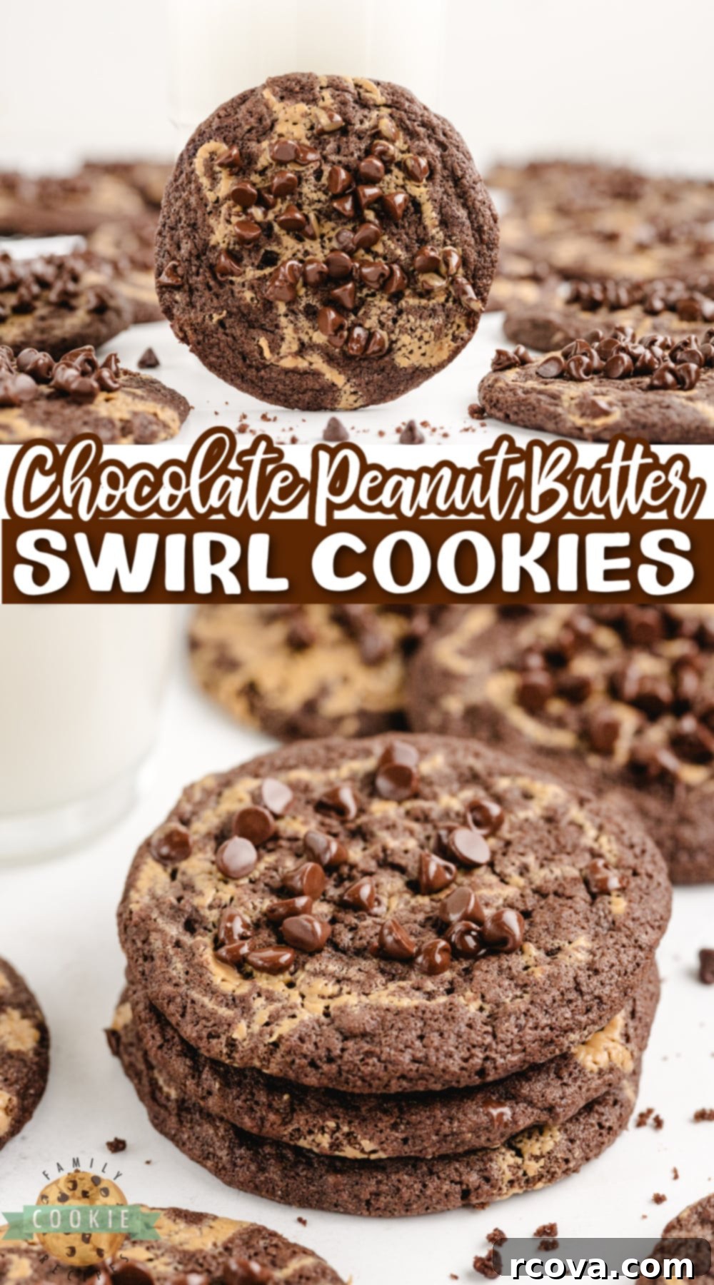 Irresistible Chocolate Peanut Butter Swirl Cookies 15 A vibrant display of Chocolate Peanut Butter Swirl Cookies, perfectly baked and ready to be served, emphasizing their rich chocolate and peanut butter flavors.