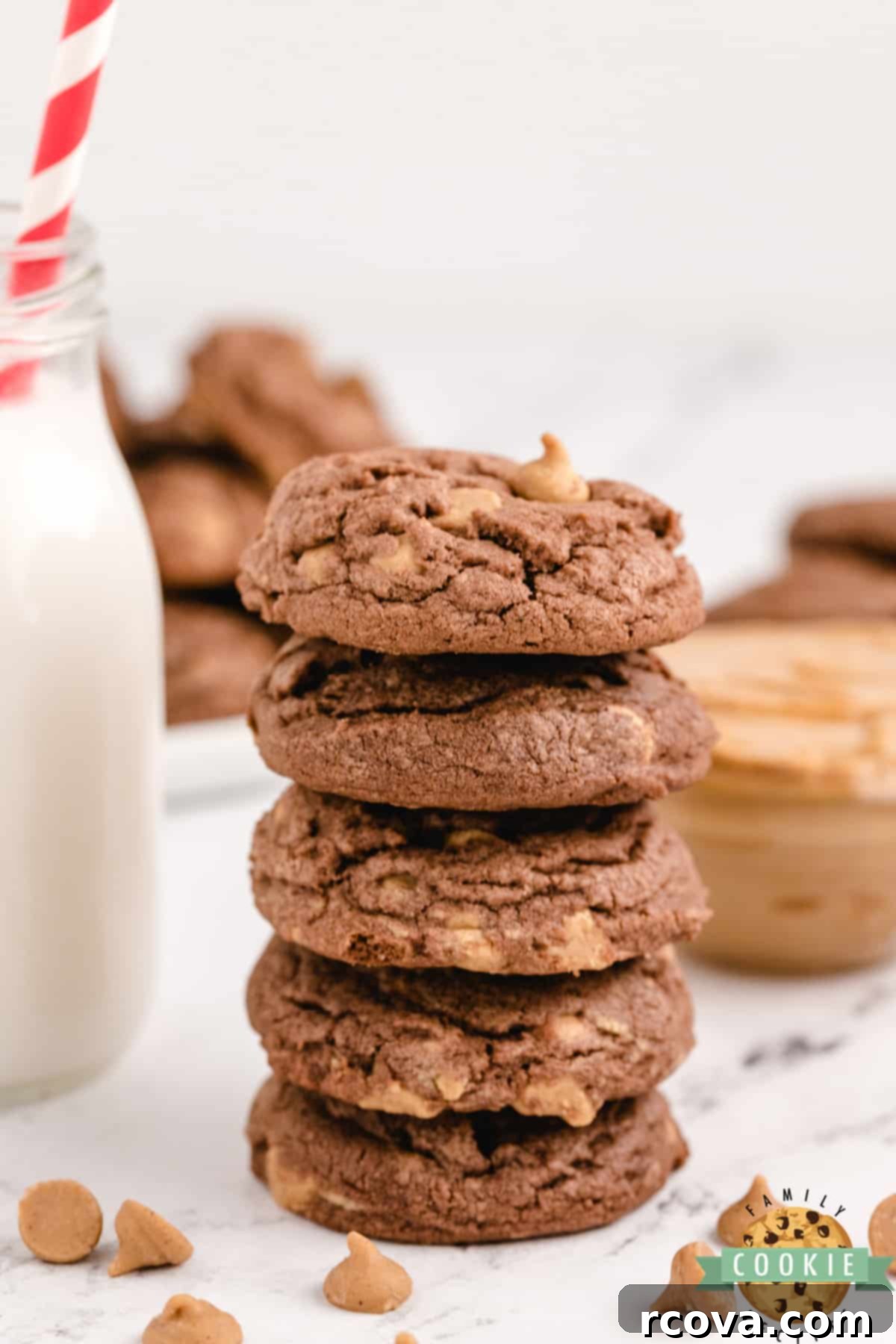 Ultimate Chocolate Peanut Butter Chip Cookies 11 Chocolate Peanut Butter Chip Cookies made with chocolate pudding mix for a soft and chewy cookie that is loaded with chocolate flavor and Reese's peanut butter chips.