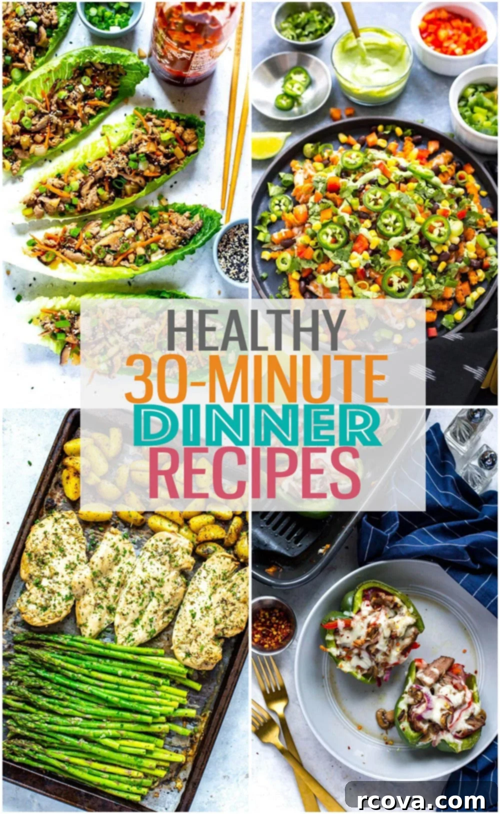 35+ Easy & Healthy 30-Minute Dinners 2 Healthy 30 Minute Meals for Weeknight Dinners – a vibrant spread of various quick and healthy dishes.