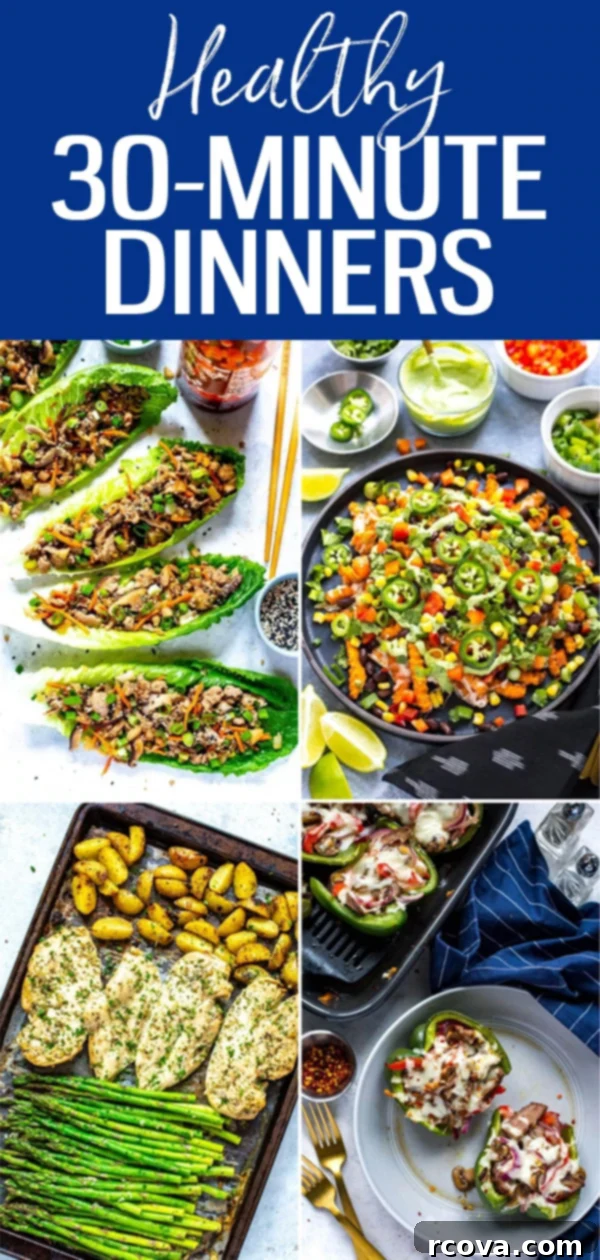 35+ Easy & Healthy 30-Minute Dinners 48 These quick and easy 30-Minute Meals are the BEST weeknight dinner ideas - they'll feed the entire family in a flash! #30minutemeals #quickrecipes