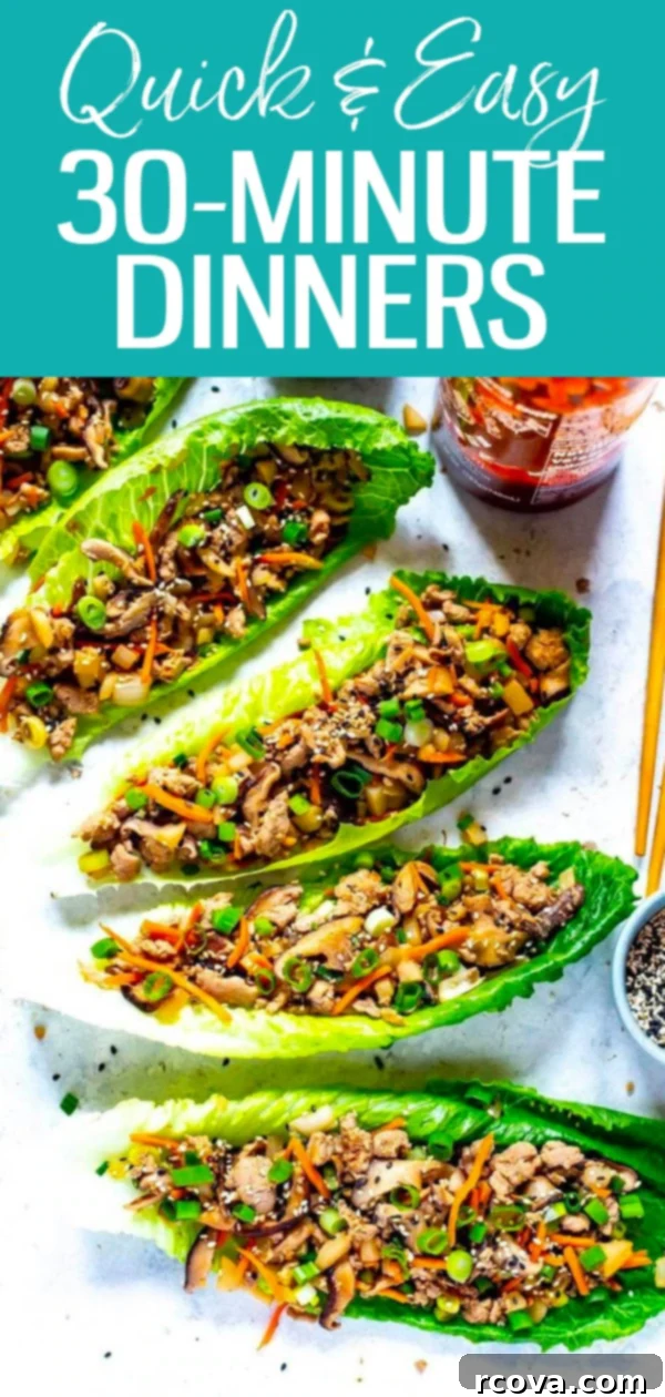 35+ Easy & Healthy 30-Minute Dinners 49 These quick and easy 30-Minute Meals are the BEST weeknight dinner ideas - they'll feed the entire family in a flash! #30minutemeals #quickrecipes